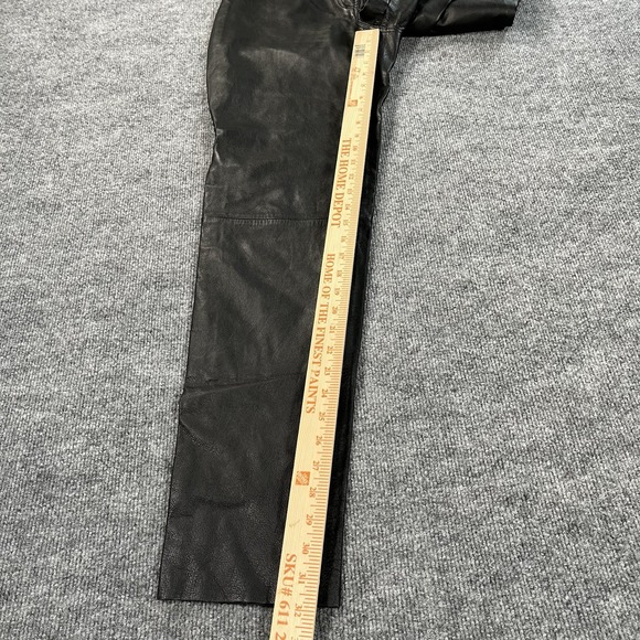 Harley Davidson Pants Women's Size‎ 34/6 Black Leather Riding Tapered High Waist - Picture 10 of 11